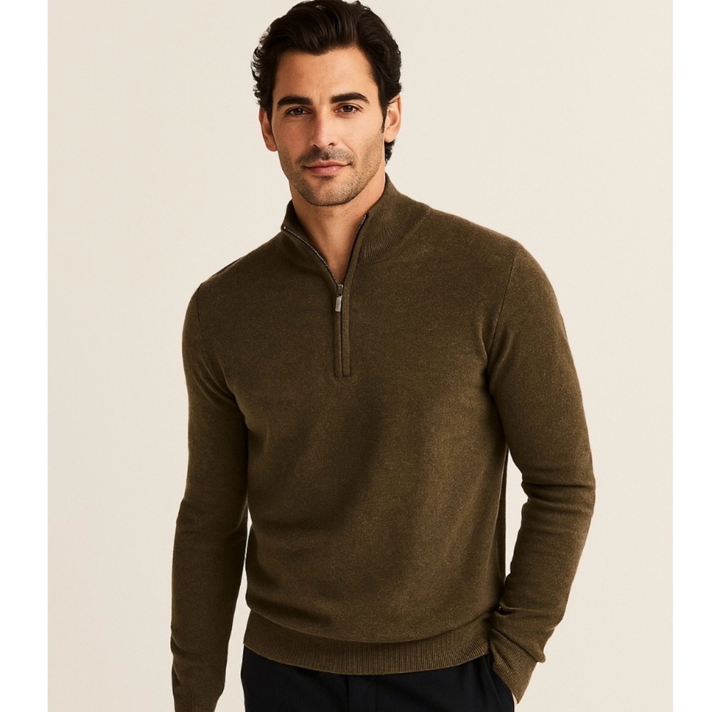 Wilkens Bros.Heritage Collection 1/4 Zip Olive Sweater Size Medium